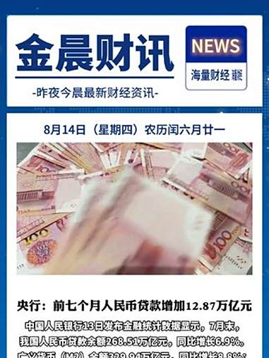 中国央行：初步统计前七个月社会融资规模增量累计为23.99万亿元 比上年同期多5.12万亿元