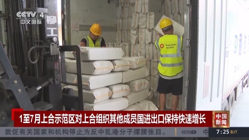 今年前七个月中国与上合组织其他成员国货物贸易额达2931.8亿美元