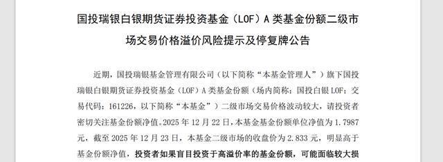 国投白银LOF:将于2月2日开市起至当日10:30停牌